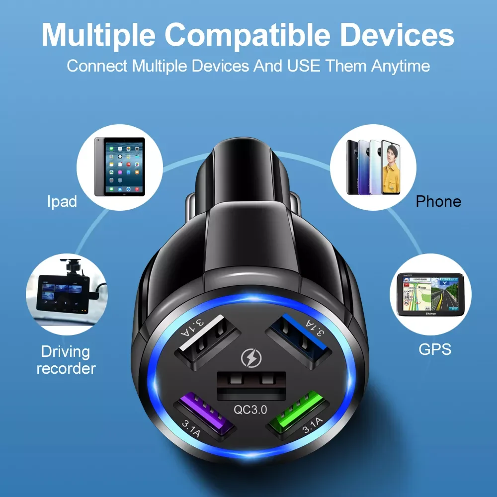 Ports USB Car Charge 60W Quick 15A Mini Fast Charging For iPhone 12 11 Mobile Phone Charger Adapter in Car 
Ports USB Car Charge 60W Quick 15A Mini Fast Charging For iPhone 12 11 Mobile Phone Charger Adapter in Car