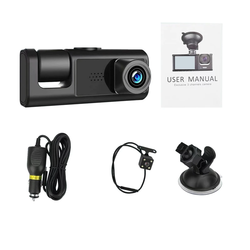 

Автомобильный видеорегистратор с 3 камерами HD 1080P, видеорегистратор с двумя объективами, видеорегистратор с черной коробкой, 24-часовой мониторинг парковки