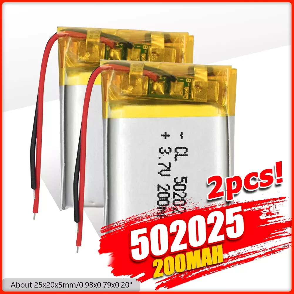 3.7V 200mAh 502025 Lithium Polymer Li-Po li ion Rechargeable Battery For toys speaker Tachograph MP3 MP4 GPS Bluetooth Lipo cell
3.7V 200mAh 502025 Lithium Polymer Li-Po li ion Rechargeable Battery For toys speaker Tachograph MP3 MP4 GPS Bluetooth Lipo cell