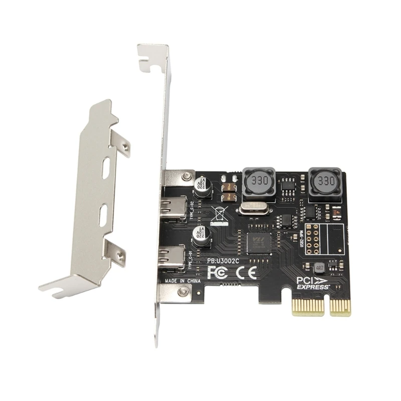 

831D 2-портовая карта адаптера TypeC PCIe x1 Карта USB 3.1 PCIe для быстрой передачи данных 10 Гбит/с 5V3A