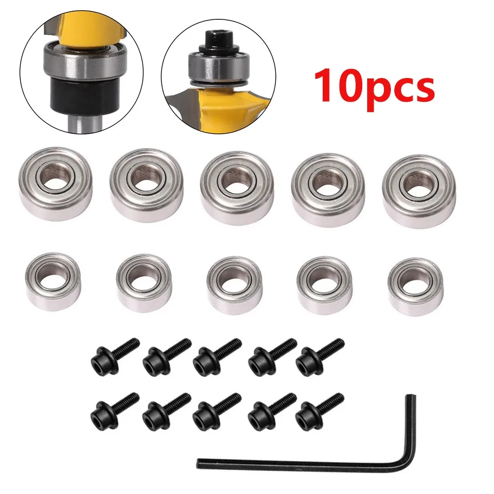 10pcs Router Bits Top Mounted Ball Bearings Guide For Router Bit Bearing Repair Woodworking Milling Cutter Bearing Accessories
10pcs Router Bits Top Mounted Ball Bearings Guide For Router Bit Bearing Repair Woodworking Milling Cutter Bearing Accessories