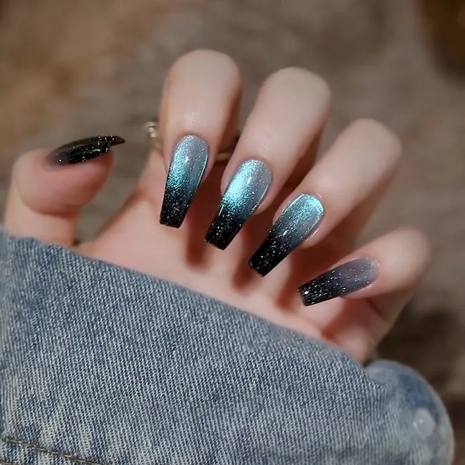 24pcs Cat Eye False Nail Deep Blue Color Fake Nail Tips Full Cover Nail Art Long Coffin Ballet Press on Nail Manicure Nail Tips
24pcs Cat Eye False Nail Deep Blue Color Fake Nail Tips Full Cover Nail Art Long Coffin Ballet Press on Nail Manicure Nail Tips