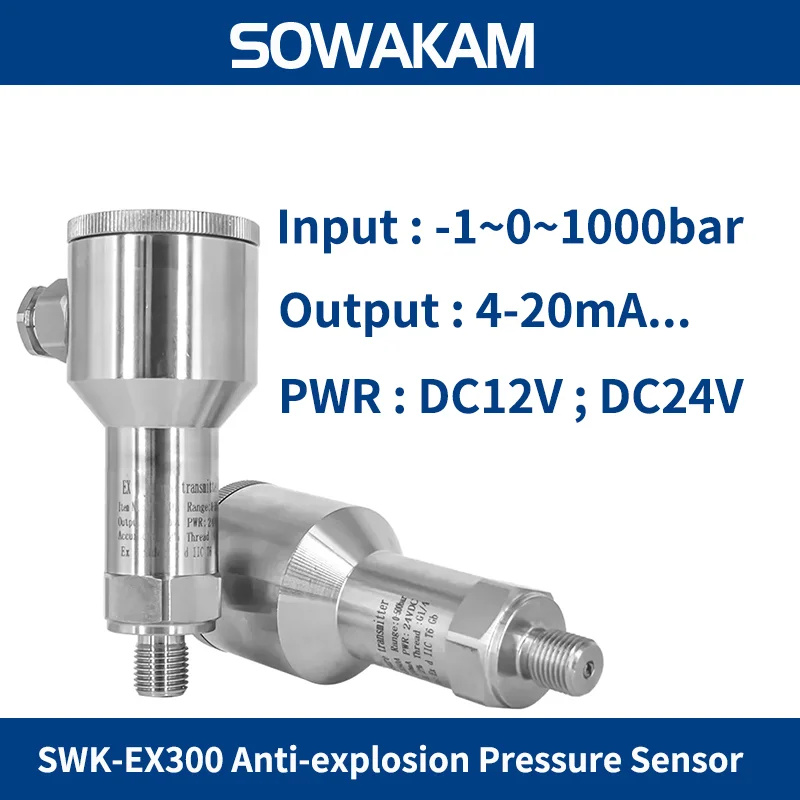 SWK-EX300 противовзрывной датчик давления масла Atex Датчик давления-1-0-1000bar G1/4 измерение диапазона давления 4-20 мА выход
SWK-EX300 противовзрывной датчик давления масла Atex Датчик давления-1-0-1000bar G1/4 измерение диапазона давления 4-20 мА выход