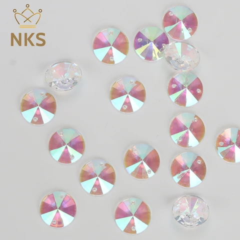 NKS 100 шт., 16 мм, круглая, несколько цветов, AB, с плоской задней стороной, акриловая ткань, аксессуары для одежды, обувь