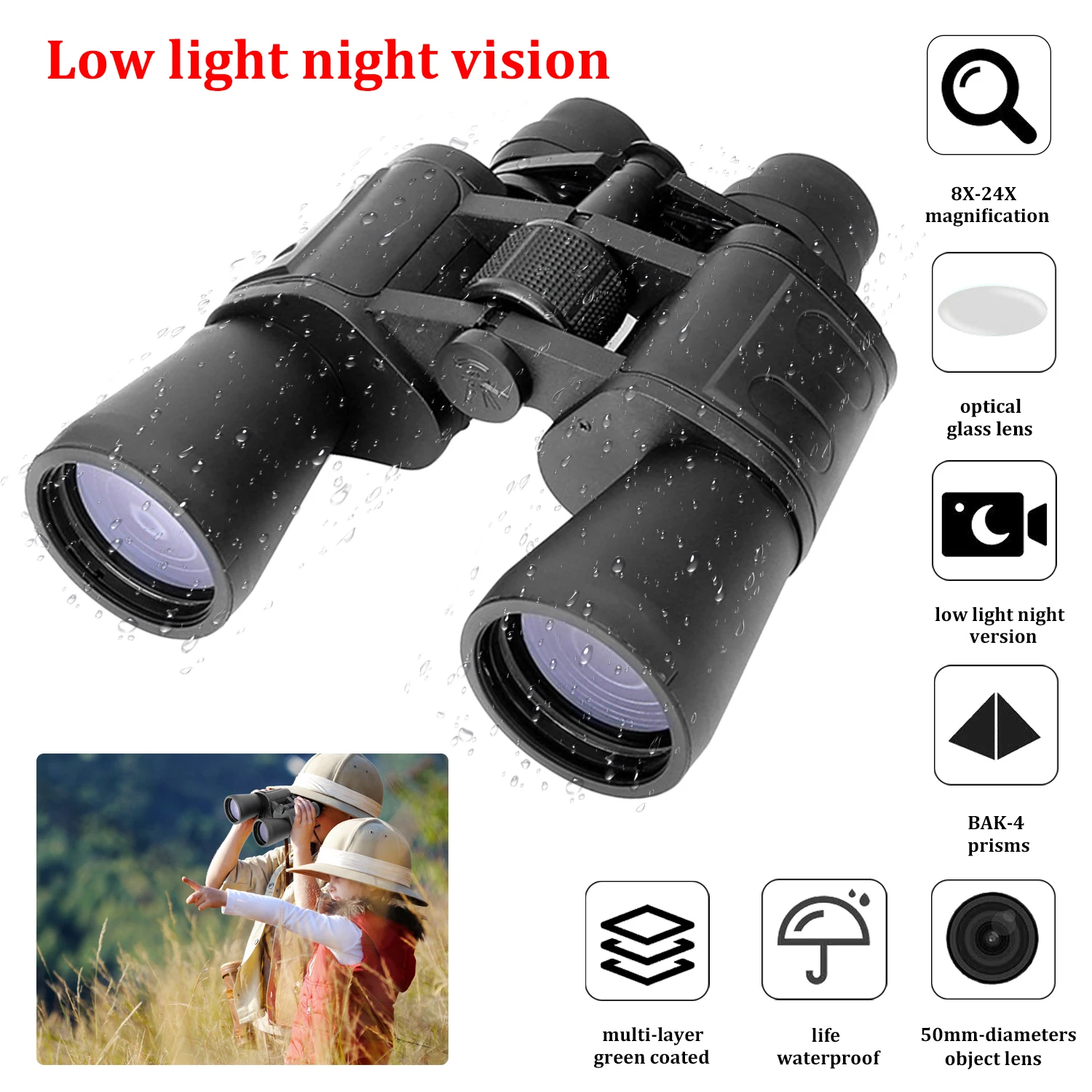 Binoculars 10x50 HD Telescope Professional Low Night Vision Hunting Binoculars BAK4 Waterproof Outdoor High Power Telescope
Binoculars 10x50 HD Telescope Professional Low Night Vision Hunting Binoculars BAK4 Waterproof Outdoor High Power Telescope