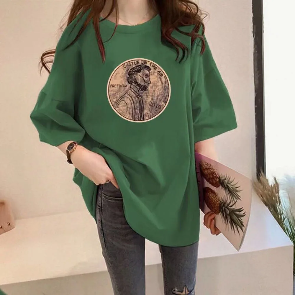 Harajuku Fashion Print T Shirts Women Mid Length Loose Tops Summer Spring New O Neck Short Sleeve Casual Tees Big Size 4XL Black
Harajuku Fashion Print T Shirts Women Mid Length Loose Tops Summer Spring New O Neck Short Sleeve Casual Tees Big Size 4XL Black