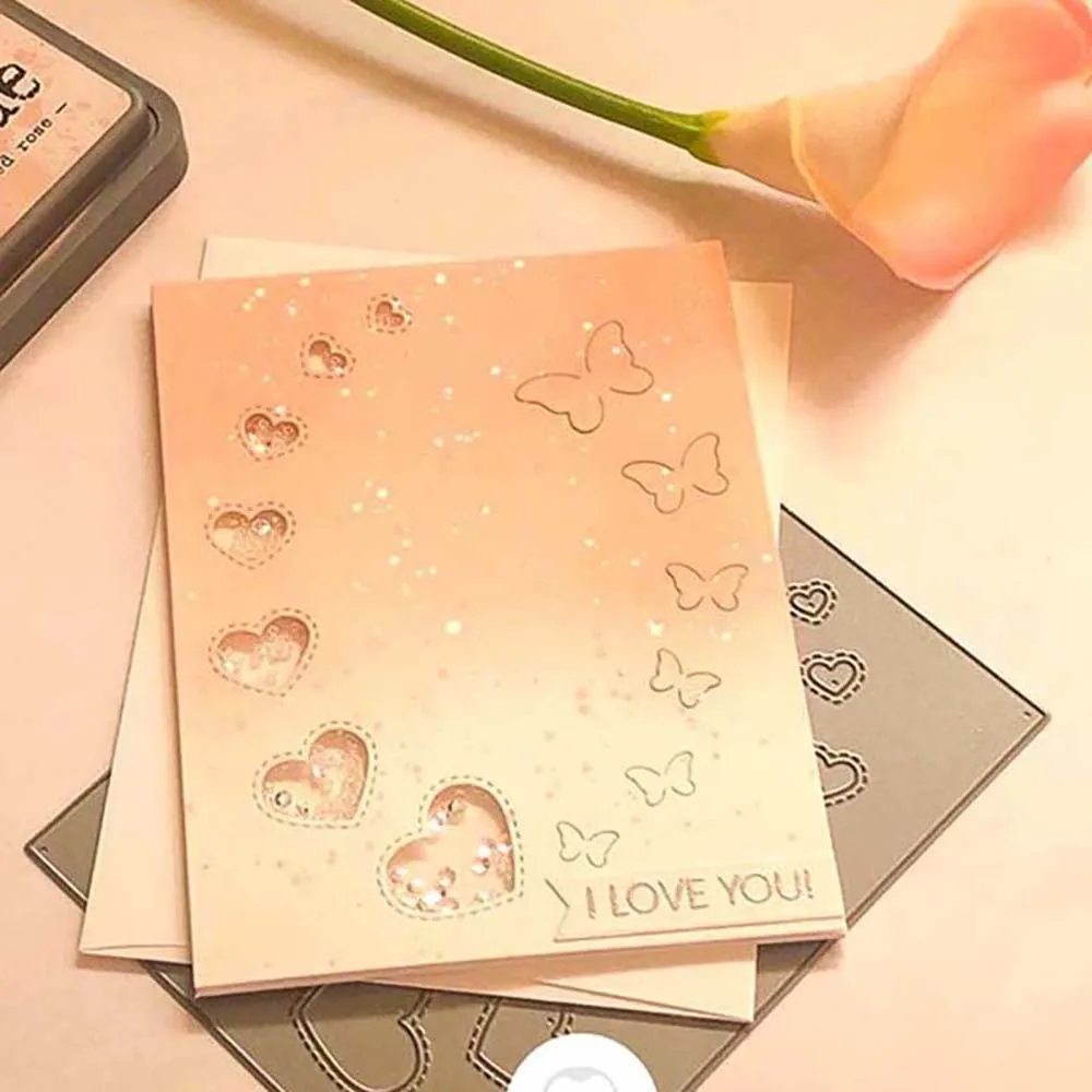 Hollowed out love and butterfly greeting card book cover making decoration DIY metal cutting embossing knife die scrapbook decor
Hollowed out love and butterfly greeting card book cover making decoration DIY metal cutting embossing knife die scrapbook decor