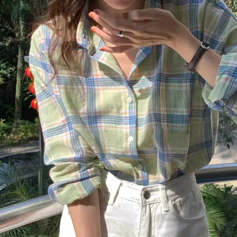 Женская Элегантная блузка с длинным рукавом, рубашка с отложным воротником, клетчатые рубашки 2022 VONDA, женские повседневные мешковатые топы ...
Женская Элегантная блузка с длинным рукавом, рубашка с отложным воротником, клетчатые рубашки 2022 VONDA, женские повседневные мешковатые топы ...