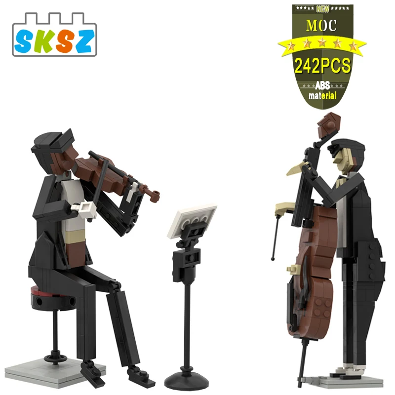 

Moc Ideas Action Figures Building Blocks Simulation Violinist and Cellist Symphony Music Scene Bricks Kids Toy Gift for Children