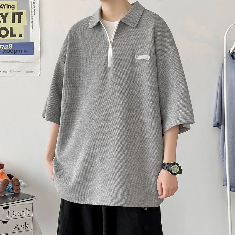 High quality Waffle short sleeved polo shirt Men's summer ins trendy T-shirt Loose trend Versatile half zip top
High quality Waffle short sleeved polo shirt Men's summer ins trendy T-shirt Loose trend Versatile half zip top