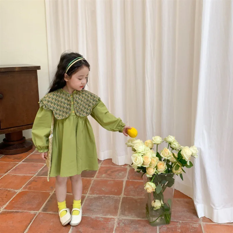 Girls’dress long sleeve spring 2022 children’s avocado green flower collar Princess Dress Baby Lapel skirt
Girls’dress long sleeve spring 2022 children’s avocado green flower collar Princess Dress Baby Lapel skirt