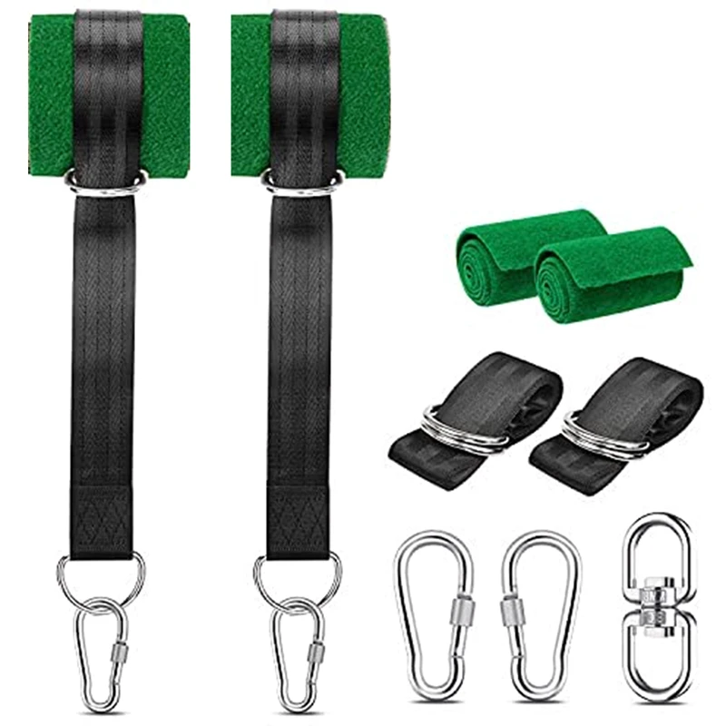 Swing Attachment Holds Attachment Swing Suspension Strap Kit with 2 Carabiners and D-Rings with 2 Tree Protection Pads
Swing Attachment Holds Attachment Swing Suspension Strap Kit with 2 Carabiners and D-Rings with 2 Tree Protection Pads