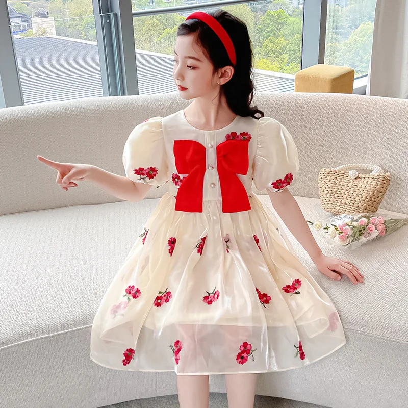 Girls Embroidery Dress Beautiful Rose Flower Summer Kids Clothes 2 To 14 Years Children Bubble Sleeve Lace Mesh Princess Dresses
Girls Embroidery Dress Beautiful Rose Flower Summer Kids Clothes 2 To 14 Years Children Bubble Sleeve Lace Mesh Princess Dresses