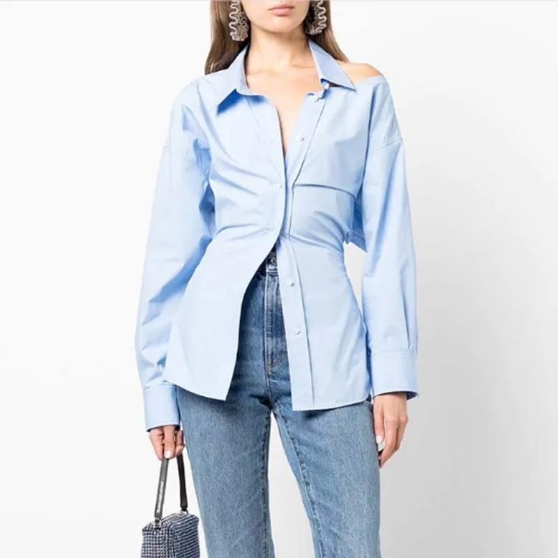 High Quality AW Wang 22 Early Spring and Summer Women's Long-sleeved Off-shoulder Lapel Design Blouse Hollow Neckline Shirt
High Quality AW Wang 22 Early Spring and Summer Women's Long-sleeved Off-shoulder Lapel Design Blouse Hollow Neckline Shirt