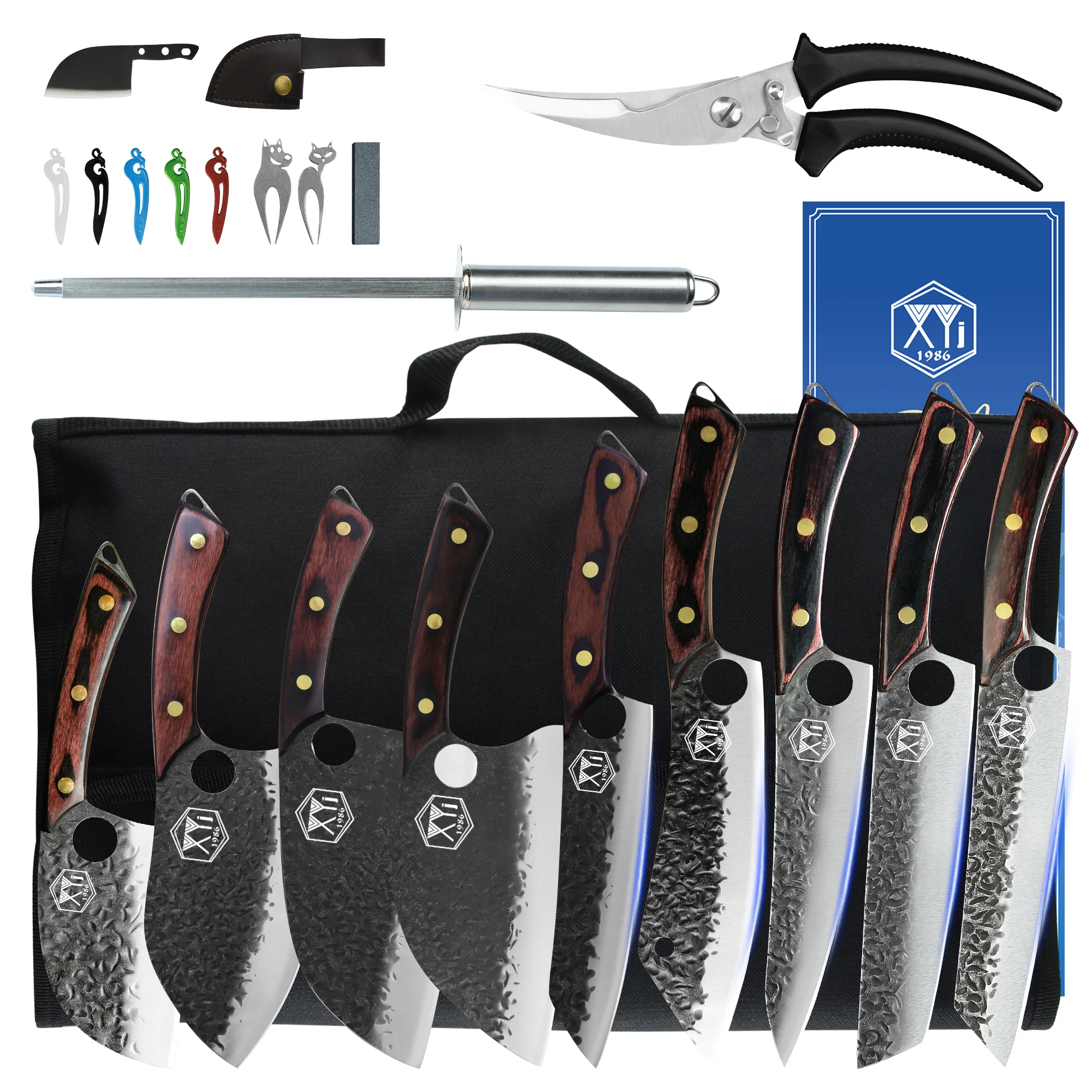 XYJ 9pcs Butcher Knives Set Camping Hunting Big Size Chopping Cleaver Chef Hybrid Japanese Knife With Portable Bag Mini Blade
XYJ 9pcs Butcher Knives Set Camping Hunting Big Size Chopping Cleaver Chef Hybrid Japanese Knife With Portable Bag Mini Blade