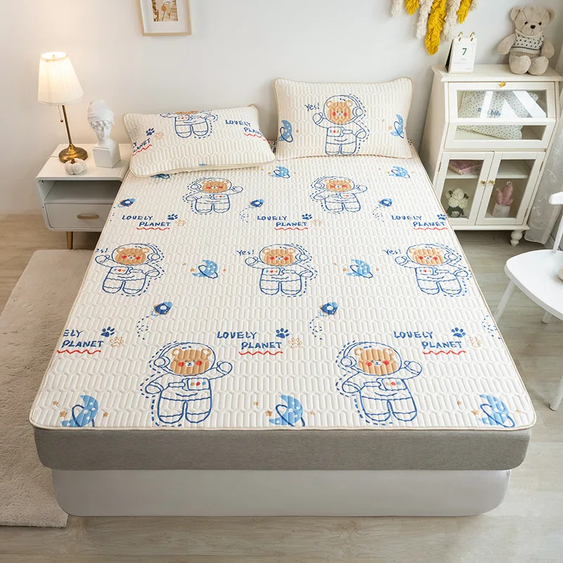 Space Bear Print Latex Bed Mat for Summer Sleeping Cooling Bed Sheet Set with Elastic Band Mattress Pad Comfortable Cool Sheets 
Space Bear Print Latex Bed Mat for Summer Sleeping Cooling Bed Sheet Set with Elastic Band Mattress Pad Comfortable Cool Sheets