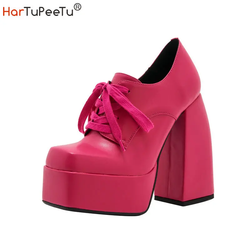 2022 Women Pumps Thick High Heels 14cm Square Toe Lace Up Autumn Fashion Platform Shoes
2022 Women Pumps Thick High Heels 14cm Square Toe Lace Up Autumn Fashion Platform Shoes