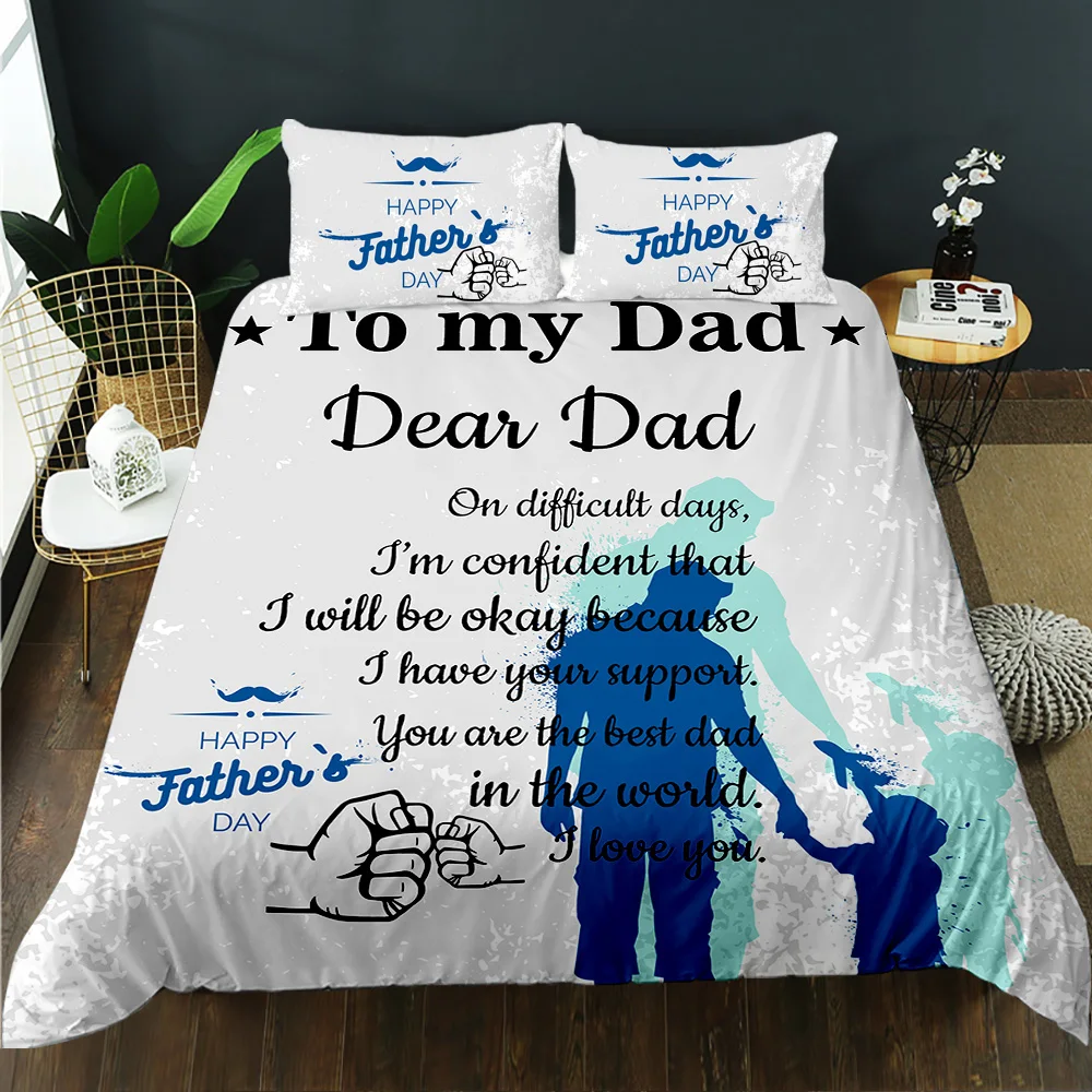 

Father's Day Duvet Cover Set Queen Single Double Size Letter To Father Bedding Set Microfiber Father's Day Gift Twin Quilt Cover