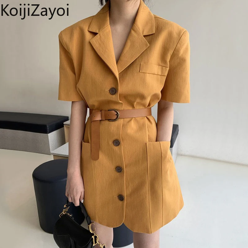 Koijizayoi Fashion Women Solid Blazer Dress Single Breasted 2022 Summer New Bodycon Straight Dresses Female Chic Korean Vestidos
Koijizayoi Fashion Women Solid Blazer Dress Single Breasted 2022 Summer New Bodycon Straight Dresses Female Chic Korean Vestidos