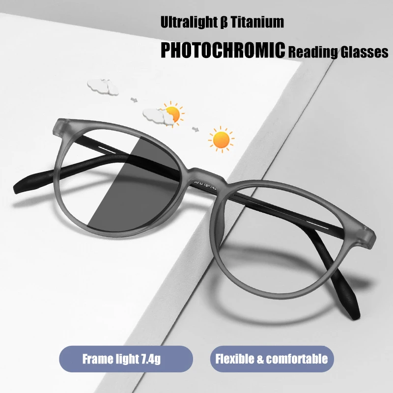 Фотохромные очки для чтения HUYING для мужчин и женщин, компьютерные очки, ультралегкие круглые очки из чистого титана в стиле ретро, 0-6,0 
Фотохромные очки для чтения HUYING для мужчин и женщин, компьютерные очки, ультралегкие круглые очки из чистого титана в стиле ретро, 0-6,0