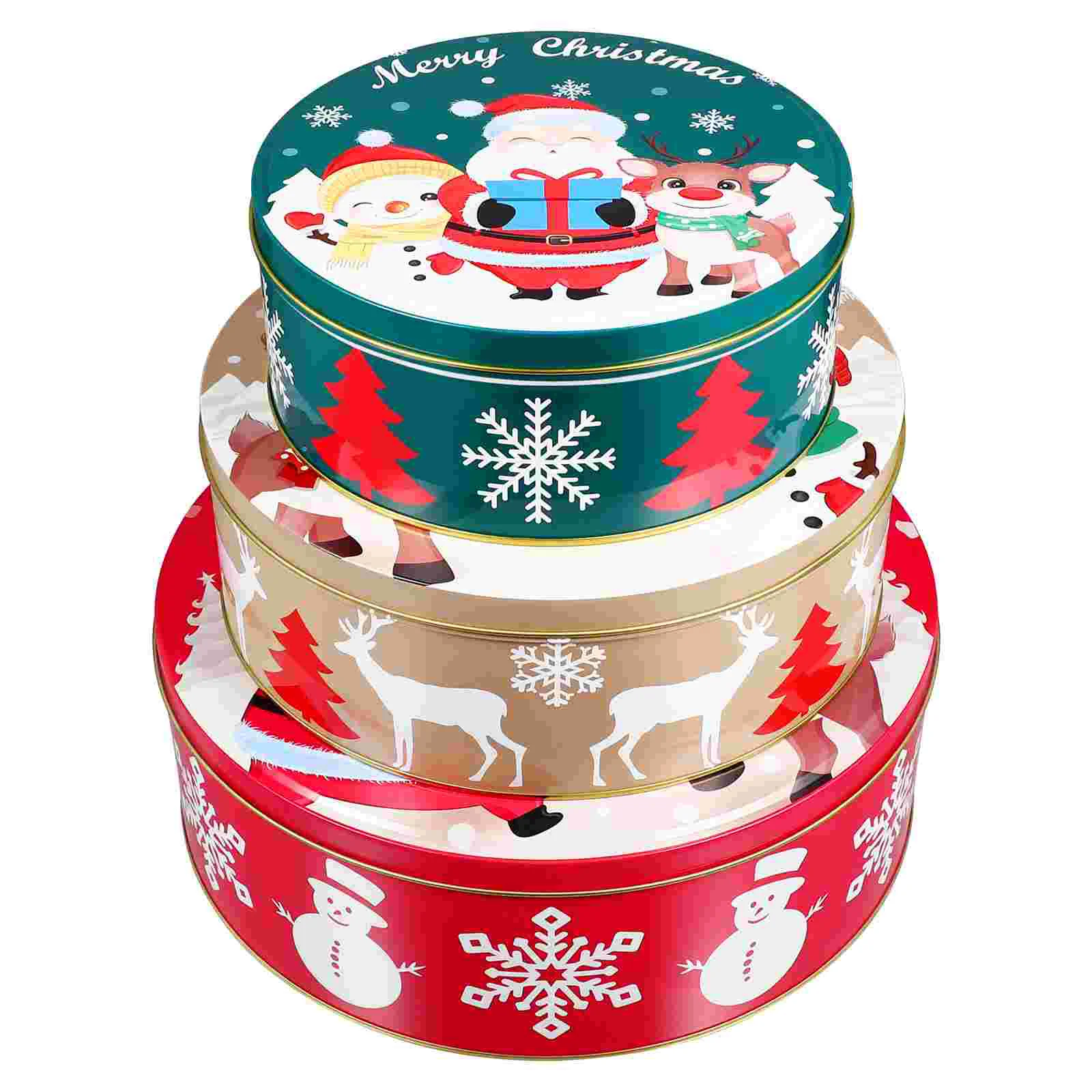 

Hemoton, 3 шт., разноцветные коробки для упаковки конфет и печенья, жестяные подарочные коробки, пустые рождественские подарочные коробки с крышками