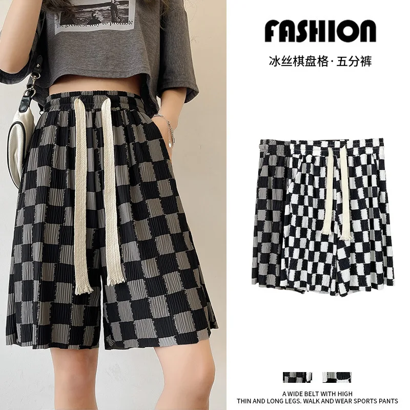 Cozy Plaid Ice Silk Pants Women's Summer Shorts Loose High Waist Straight Casual Pants Short Plaid Wide Leg Half Pants
Cozy Plaid Ice Silk Pants Women's Summer Shorts Loose High Waist Straight Casual Pants Short Plaid Wide Leg Half Pants