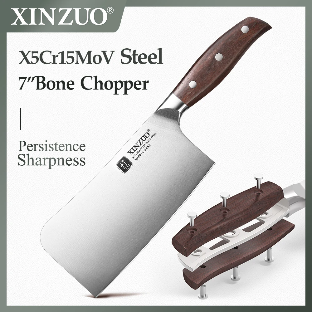 XINZUO 7 inch Bone Chopper Stainless Steel X5Cr15MoV Steel Vegetable Cutter Family Kitchen Tools Premium Red Sandalwood Handle
XINZUO 7 inch Bone Chopper Stainless Steel X5Cr15MoV Steel Vegetable Cutter Family Kitchen Tools Premium Red Sandalwood Handle