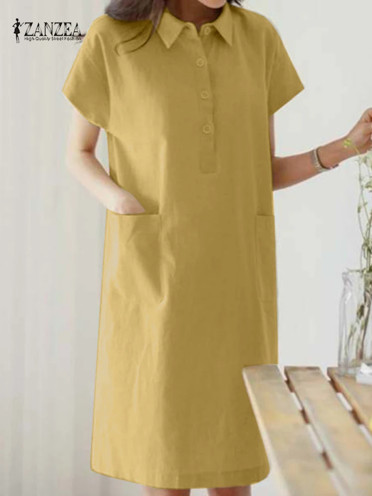 ZANZEA Fashion Shirt Dress Women Summer Lapel Neck Short Sleeve Solid Vestidos Femme Robe Casual Knee-length Sundress Oversize
ZANZEA Fashion Shirt Dress Women Summer Lapel Neck Short Sleeve Solid Vestidos Femme Robe Casual Knee-length Sundress Oversize