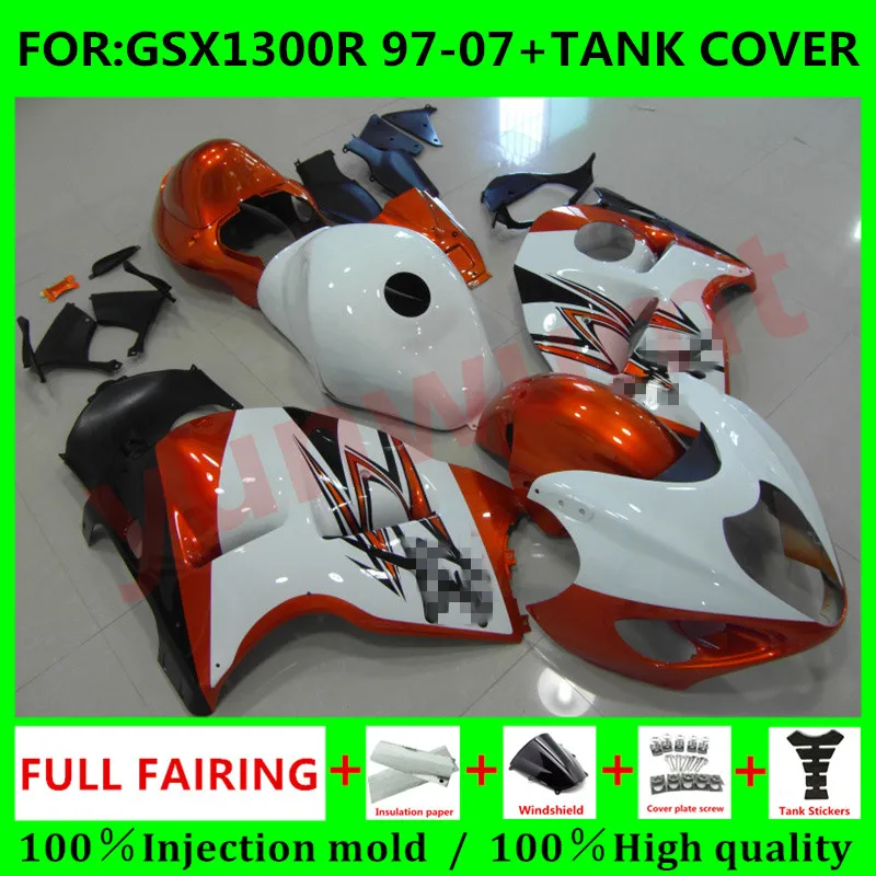 Motorcycle HAYABUSA Fairing + Tank Cover for Suzuki GSXR1300 03 04 05 06 07 GSX1300R 97 98 99 00 01 02 Fairings set orange white
Motorcycle HAYABUSA Fairing + Tank Cover for Suzuki GSXR1300 03 04 05 06 07 GSX1300R 97 98 99 00 01 02 Fairings set orange white