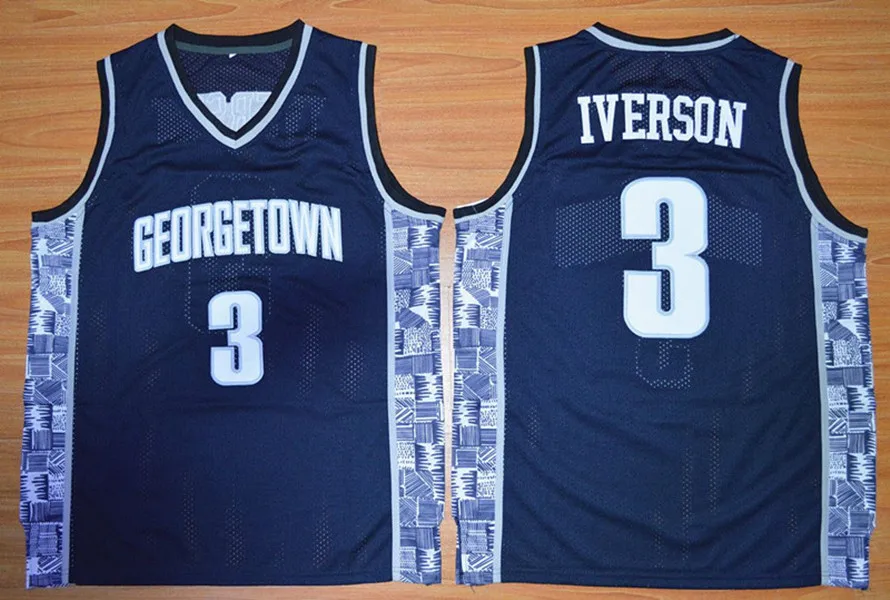 

#3 ALLEN IVERSON Georgetown Hoyas College Basketball Jersey US Size XXS-XXL