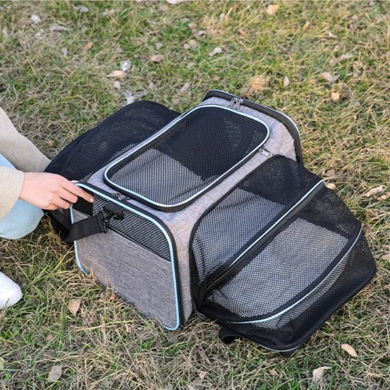 

Cat Carriers Bags Pet Airline Approved Expandable Foldable Soft Dog Carrier 5 Open Doors Reflective Tapes Cat Travel Bag Cage