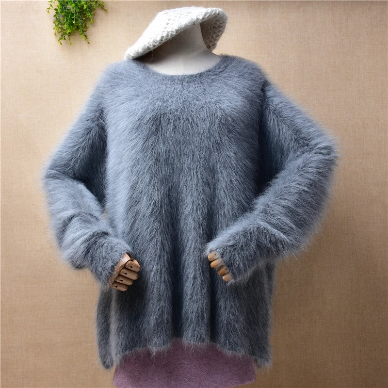 female women autumn winter clothing hairy mink cashmere knitted long batwing sleeves o-neck loose pullover angora fur sweater
female women autumn winter clothing hairy mink cashmere knitted long batwing sleeves o-neck loose pullover angora fur sweater