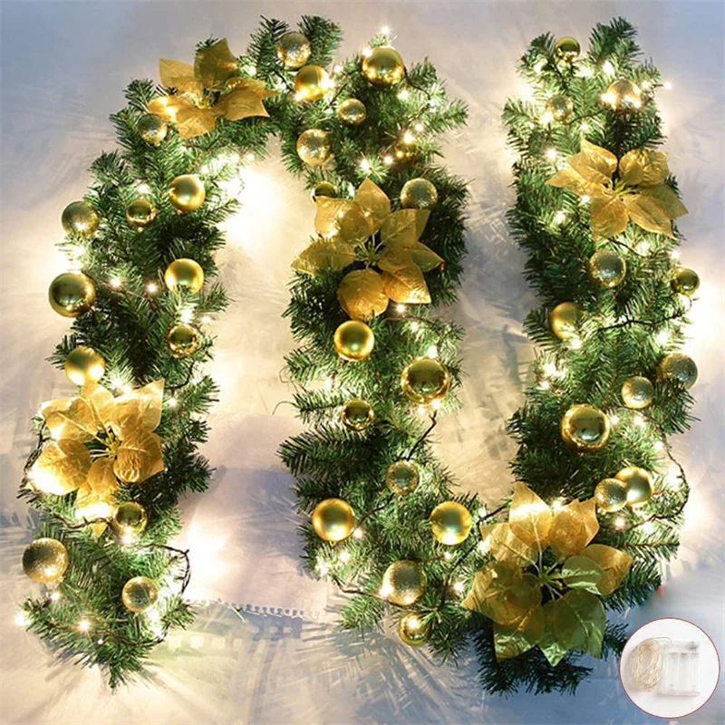 2.7m Christmas Decoration LED Rattan Garland Wreath Light Door Hanging Ornaments Artificial Xmas Tree Fireplace Home Decor
2.7m Christmas Decoration LED Rattan Garland Wreath Light Door Hanging Ornaments Artificial Xmas Tree Fireplace Home Decor