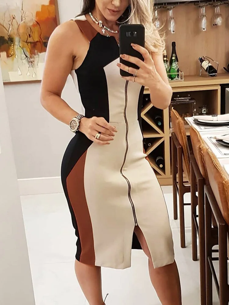 2022 Fashion Colorblock Sleeveless Zipper Design Summer Dress Women Casual Midi Weekend Dresses Cothing Ropa de Mujer Robe Femme
2022 Fashion Colorblock Sleeveless Zipper Design Summer Dress Women Casual Midi Weekend Dresses Cothing Ropa de Mujer Robe Femme