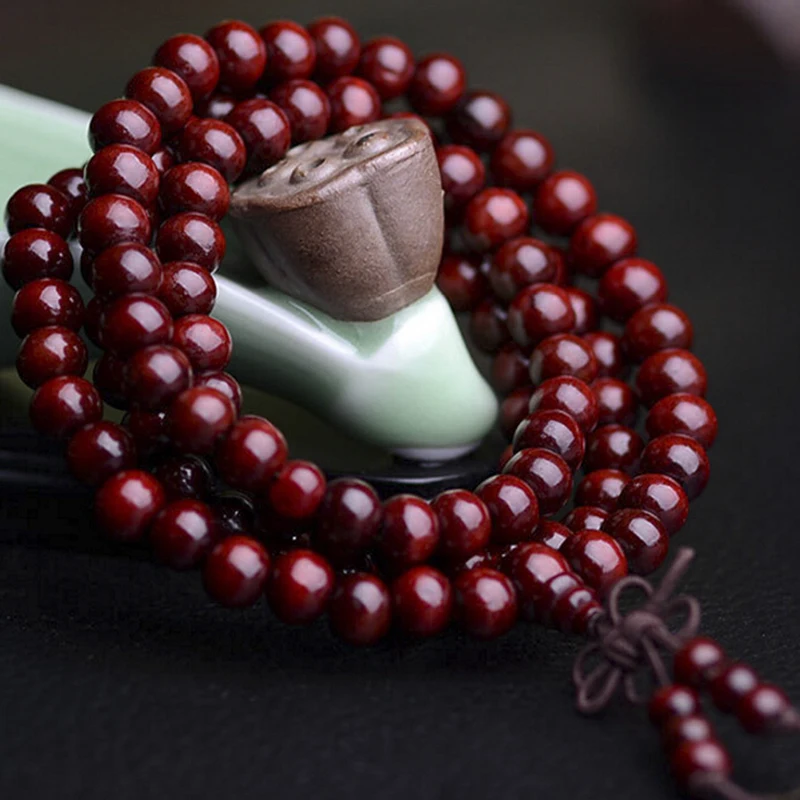 Браслеты и браслеты из натурального сандалового дерева 6 мм для женщин зеленого цвета Буддистские Будда деревянные молитвенные бусы Мала унисекс мужская ювелирная продукция.