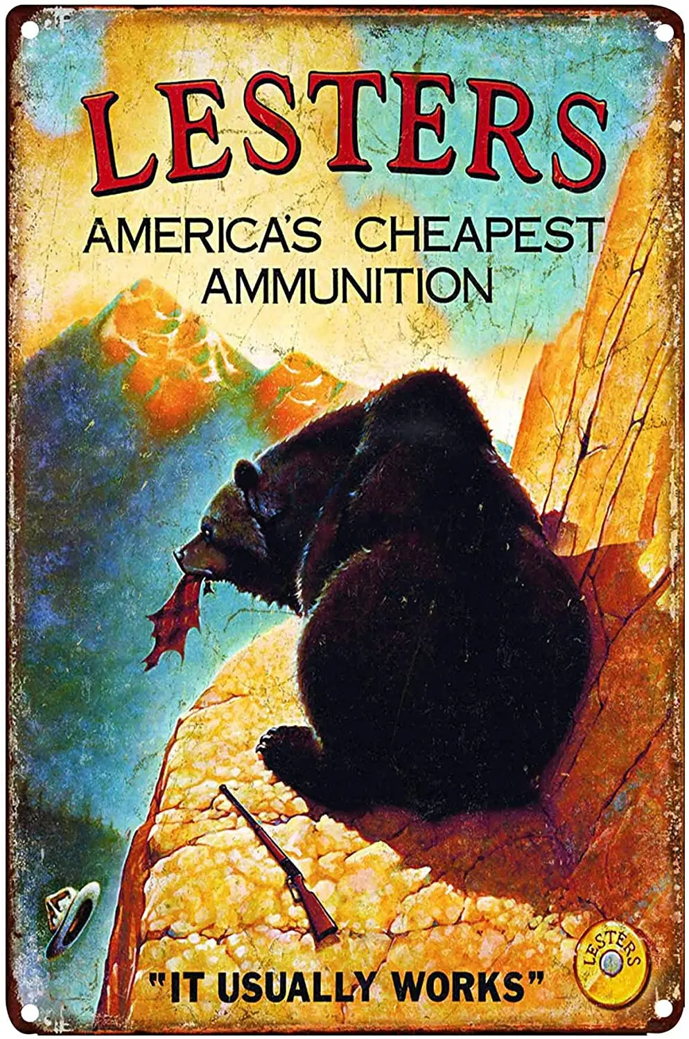 Lesters America's Cheapest Ammunition Vintage Metal Tin Sign for Home Office Bar Shop Wall vintag metal sign
Lesters America's Cheapest Ammunition Vintage Metal Tin Sign for Home Office Bar Shop Wall vintag metal sign