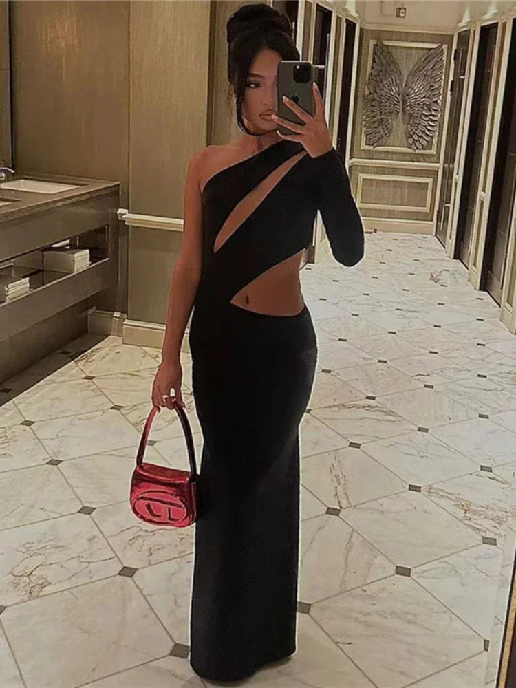 XIZOU Black Maxi Dress Sexy One Shoulder Diagonal Neck Hollow Out Bodycon Dress Elegant Party Evening Dresses for Women 2023
XIZOU Black Maxi Dress Sexy One Shoulder Diagonal Neck Hollow Out Bodycon Dress Elegant Party Evening Dresses for Women 2023
