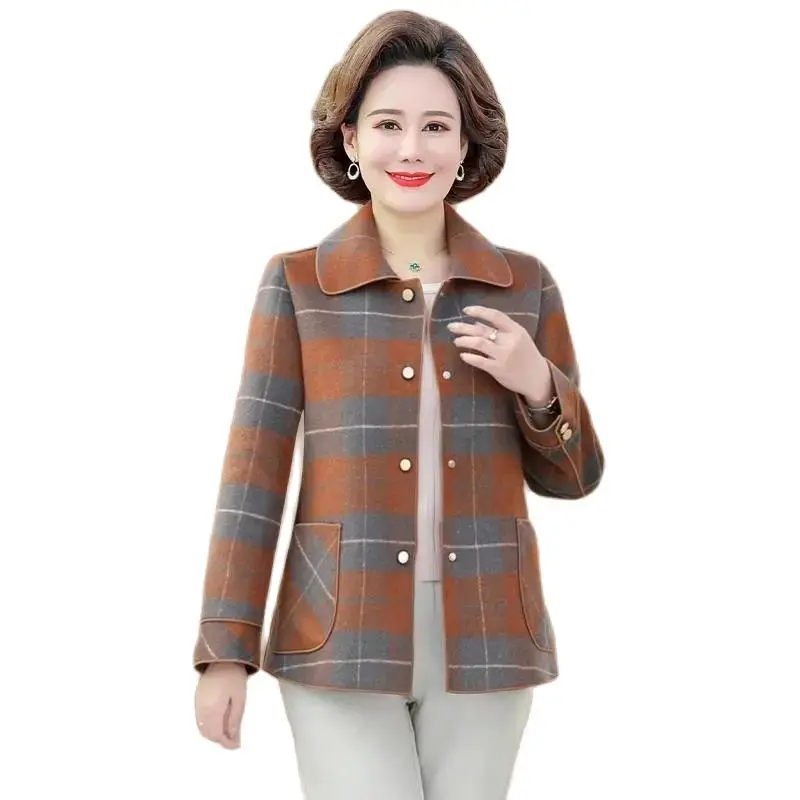 Mother Spring and Autumn Plaid Coat Foreign Style Coat 2023 New Middle-aged and Old Women's Spring and Autumn Fashion Plaid Coat
Mother Spring and Autumn Plaid Coat Foreign Style Coat 2023 New Middle-aged and Old Women's Spring and Autumn Fashion Plaid Coat