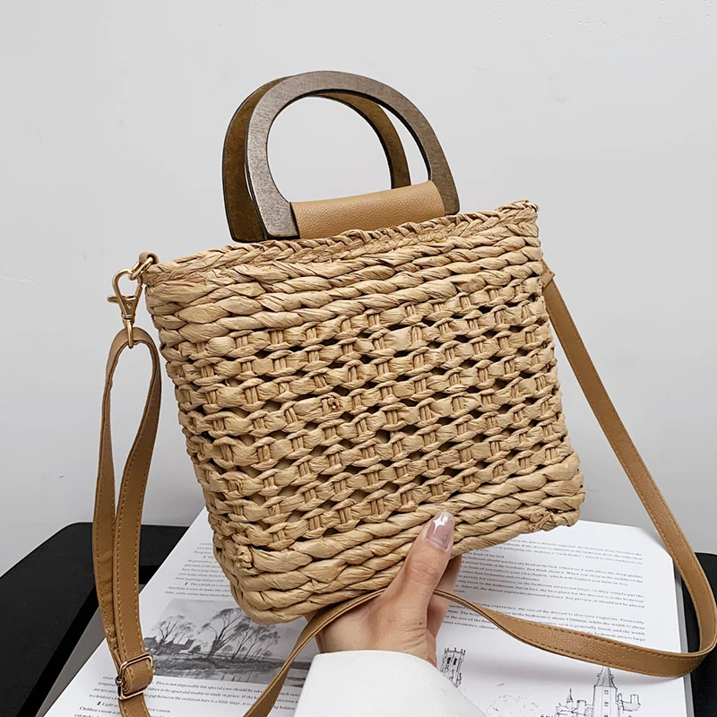 2022 Summer Straw Women's Bucket Bag Wooden Handle Handbags for Women Hollow Woven Beach Shoulder Crossbody Bags for Women
2022 Summer Straw Women's Bucket Bag Wooden Handle Handbags for Women Hollow Woven Beach Shoulder Crossbody Bags for Women