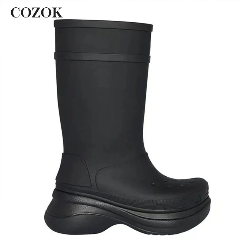 Fashion Thick Sole Increasing All-Match Women's Rain Boots Rubber Design Anti-Skid And Wear-Resistant Long Boots Autumn Winter
Fashion Thick Sole Increasing All-Match Women's Rain Boots Rubber Design Anti-Skid And Wear-Resistant Long Boots Autumn Winter