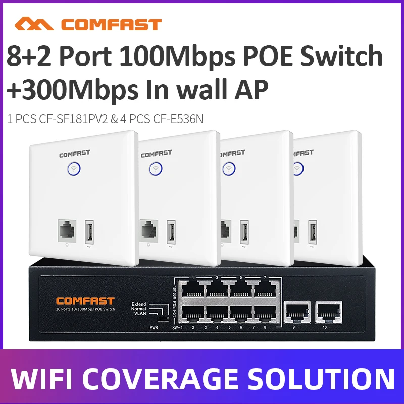 Недорогой комплект для домашнего Wi-Fi покрытия, Comfast, 4 шт., фоторозетка, 86 панелей + 1 шт., 8*10/100, 8 портов, переключатель Ethernet poe
Недорогой комплект для домашнего Wi-Fi покрытия, Comfast, 4 шт., фоторозетка, 86 панелей + 1 шт., 8*10/100, 8 портов, переключатель Ethernet poe