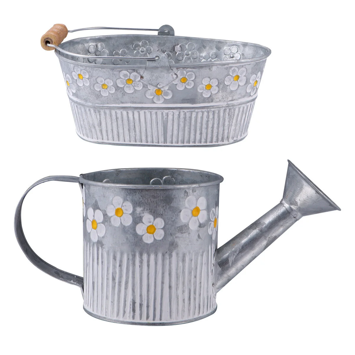 

Flower Bucket Metal Vase Pot Pots Watering Planter Tin Indoor Iron Vintage Can Farmhouse Planters Decor Garden Buckets Large Jug