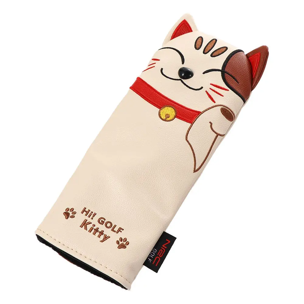 

PU Leather Hybrid Wood Head Cover Cute Kitty Golf Club Headcovers Golf Putter Cover Lucky Cat Blade Mallet Putter