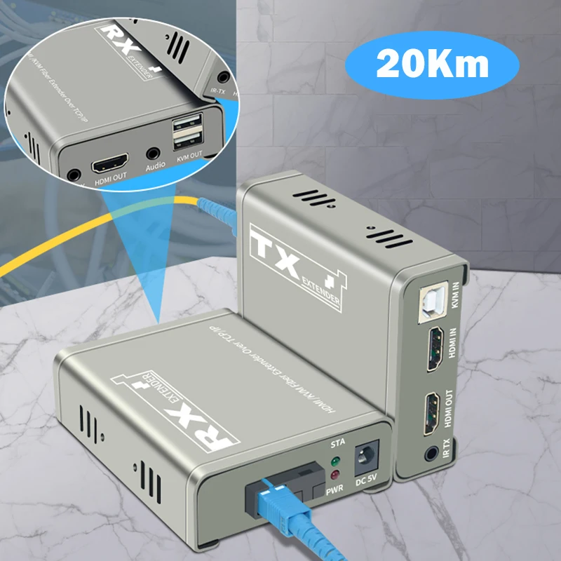 20Km HDMI Fiber Optic KVM Extender via SC/FC TCP/IP HDMI USB KVM Transmitter by Over Optic fiber Cble Support USB Keyboard Mouse
20Km HDMI Fiber Optic KVM Extender via SC/FC TCP/IP HDMI USB KVM Transmitter by Over Optic fiber Cble Support USB Keyboard Mouse