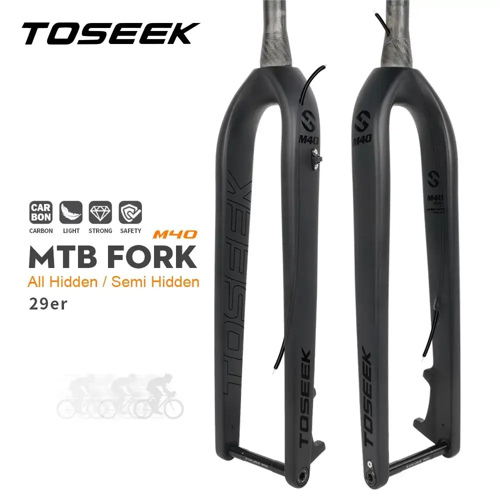 

TOSEEK Full Carbon Bicycle Fork 27er 29er 15*110mm Mountain Bike Fork Hidden Cable Rigid MTB Forks Thru Axle Fit Disc Brake