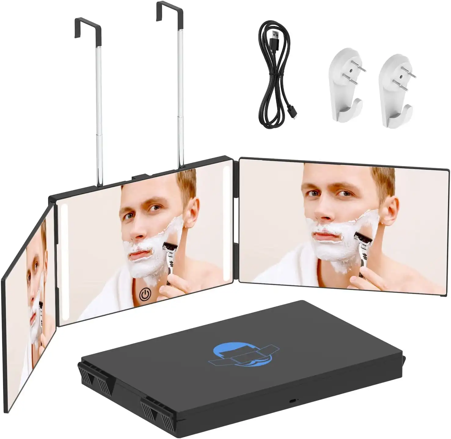 3 Way Mirror with LED for Hair Cutting,Tri-fold Mirror for Shaver and Makeup,Adjustable Telescoping Hooks-with LED Version
3 Way Mirror with LED for Hair Cutting,Tri-fold Mirror for Shaver and Makeup,Adjustable Telescoping Hooks-with LED Version