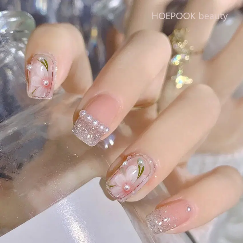 24pcs Pink Flower Pearl Removable Fake Nails Art Finished Full Cover Waterproof False Nails Reusable Acrylic Press On Nail Set 
24pcs Pink Flower Pearl Removable Fake Nails Art Finished Full Cover Waterproof False Nails Reusable Acrylic Press On Nail Set