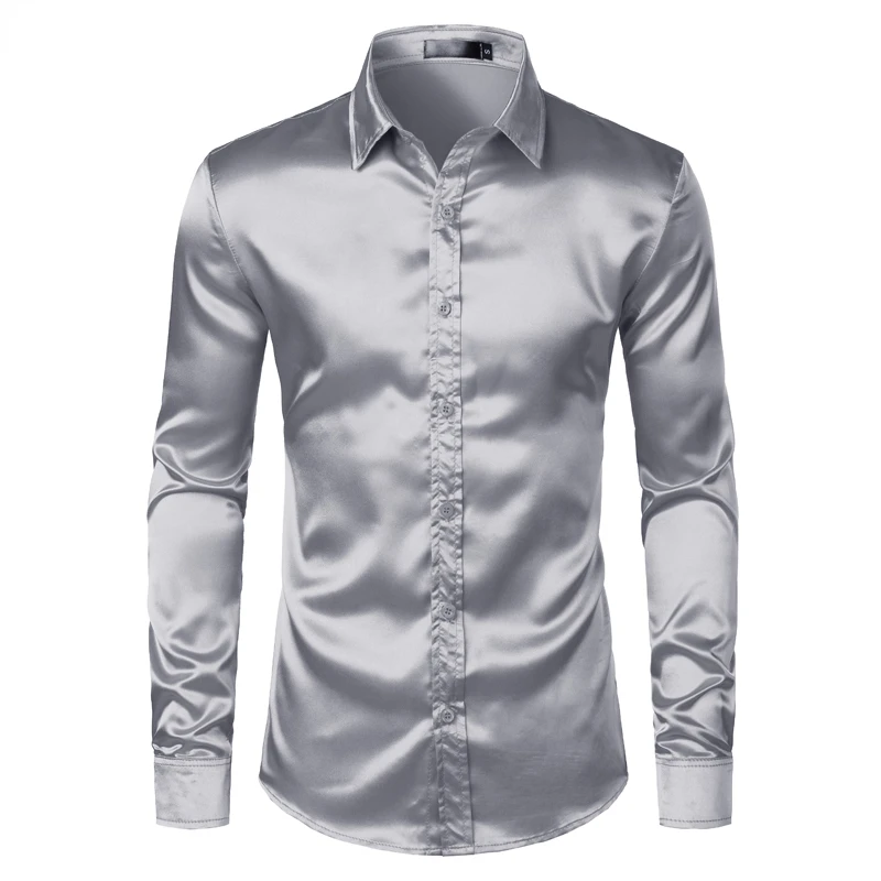 Men's Satin Luxury Shirts Slim Fit Silk Casual Dance Party Shirt for Men Long Sleeve Wrinkle Free Tuxedo Shirt Male Sliver
Men's Satin Luxury Shirts Slim Fit Silk Casual Dance Party Shirt for Men Long Sleeve Wrinkle Free Tuxedo Shirt Male Sliver