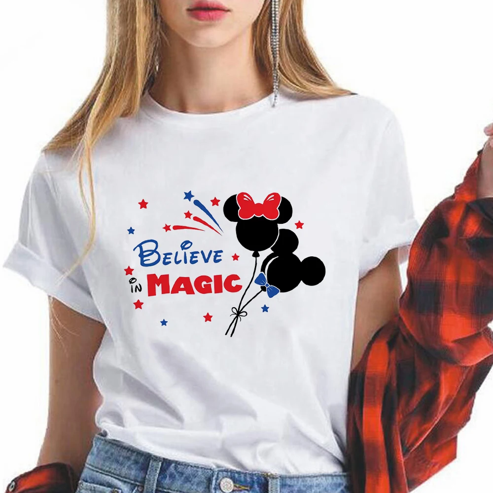 Believe in Magic Disney Women Tshirt Mickey Minnie Balloon Print 2023 Summer Disneyworld Trip Clothes Instagram Trend T-shirt 
Believe in Magic Disney Women Tshirt Mickey Minnie Balloon Print 2023 Summer Disneyworld Trip Clothes Instagram Trend T-shirt