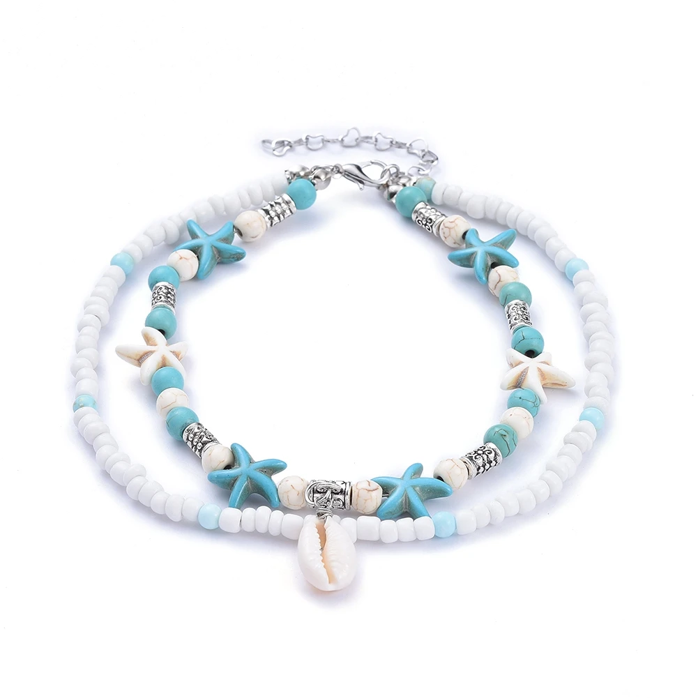 

1pc Cowrie Shell Anklets with Turquoise/Glass Seed Beads for Women Beach Anklet Leg Bracelet Bohemian Foot Chain Summer Jewelry